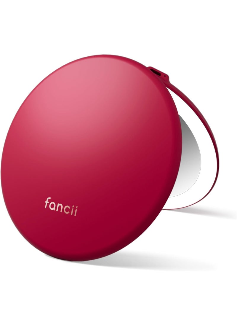 Fancii Fancii Taylor LED Lighted Travel Makeup Mirror Rechargeable 10x 1x Magnifying TruGlow Light Technology XL Large 5 Wide  Compact Mirror for Purses Ruby Red  - Image 1