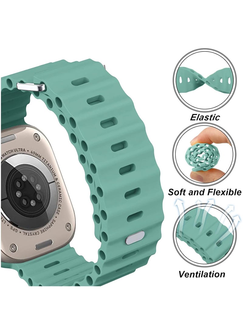 Generic - Ocean Band Compatible With Apple Watch 49mm 45mm 44mm 42mm 41mm 40mm 38mm For Women Men Breathable Waterproof Soft Silicone Sport Strap - Image 1