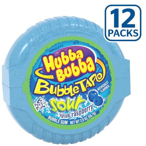 HUBBA BUBBA Bubble Gum Tape  Original Blue Raspberry Chewing Gum Bulk Pack 2 oz Each Pack of 12 Candy Bulk - Image 5