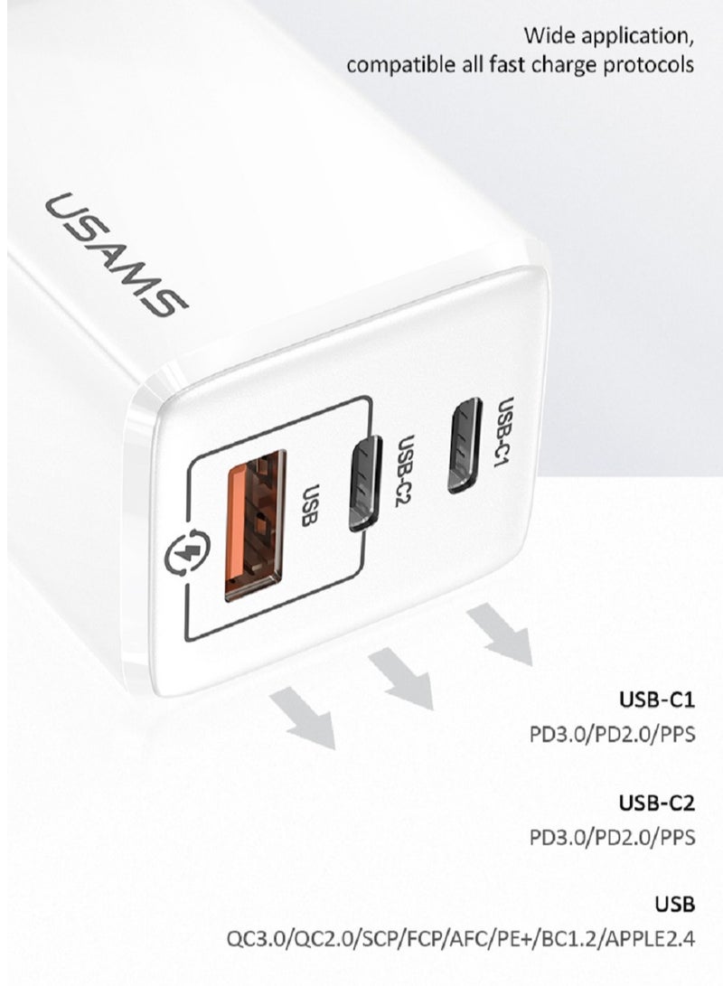 USAMS Mini Fast Charger 65W GaN USB and Dual Type C For Laptop/Tablet/Phone - Image 3