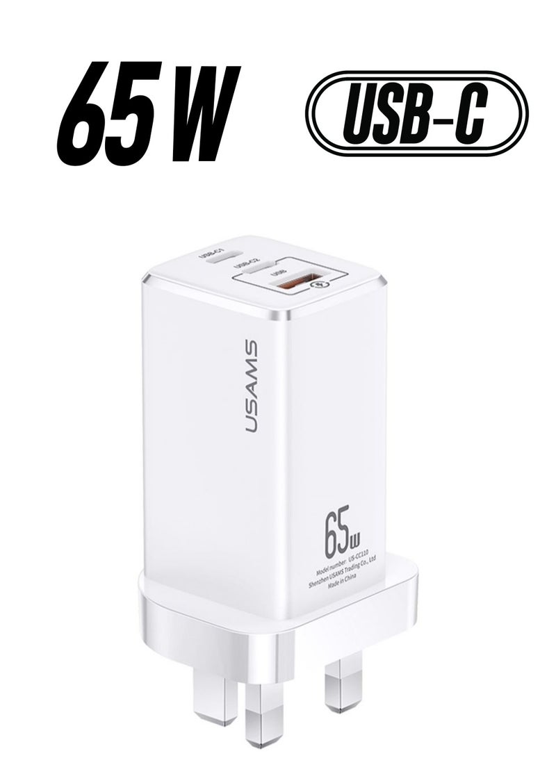 USAMS Mini Fast Charger 65W GaN USB and Dual Type C For Laptop/Tablet/Phone - Image 2