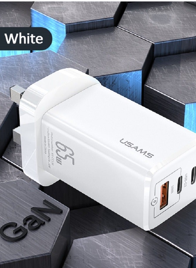 USAMS Mini Fast Charger 65W GaN USB and Dual Type C For Laptop/Tablet/Phone - Image 1