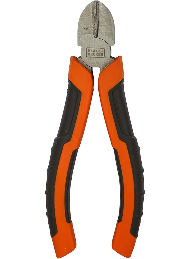 BLACK+DECKER 160Mm Bimaterial Steel Diagonal Cutting Pliers Orange Black Bdht81584 2 Years Warranty - Image 1