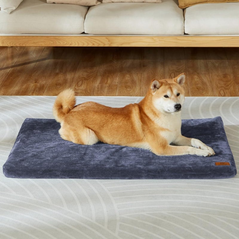 LIORCE Memory Foam Dog Crate Pad - Large Dog Bed Mat for Crate with Removable Washable Cover and Waterproof Lining - Orthopedic Pet Bed Mat for Large Dog - Designed for 36-inch Dog Crates, Navy - Image 1