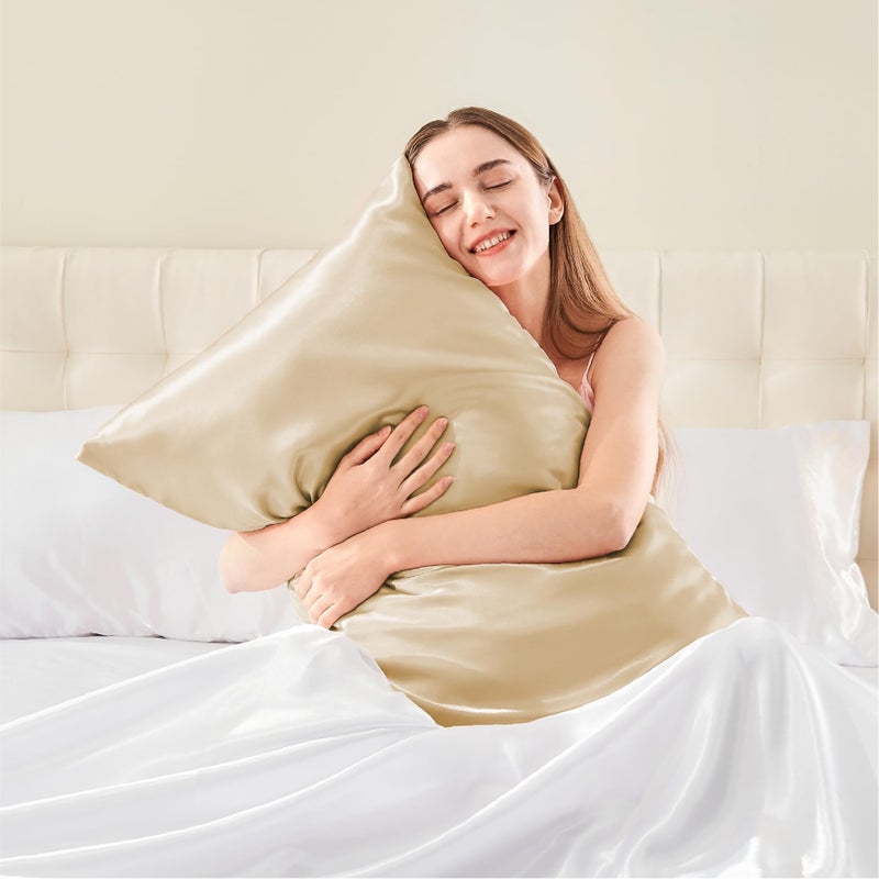 BEDELITE Satin Pillowcase for Hair and Skin  Super Soft Similar to Silk Pillow Cases 4 Pack with Envelope Closure  Cooling Pillowcases for Women Men (20""x30"" Queen Size  Champagne) - Image 2