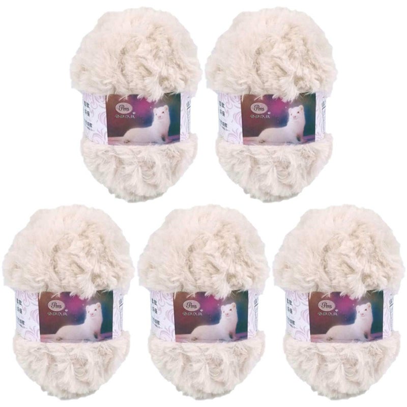 STARINGIRL 5 Pack of Soild Wool Fur Fluffy Plush Thick Knitting Yarn Supper Soft Fur Crochet Yarn for DIY Knitting Scarf Coat Gloves Hat Rugs Clothes Knitting Projects 250g 
