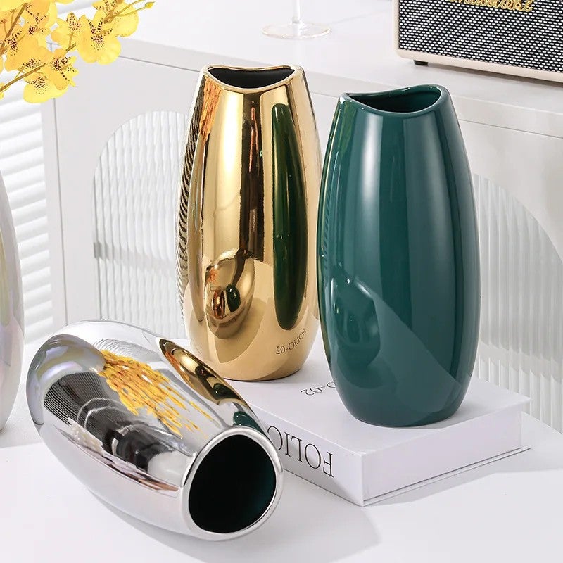 Bluejw Luxury Ceramic Vase with Artificial Flower Arrangement - Modern Tabletop Decor for Living Room, Bedroom, Office - Elegant Home Decoration - Image 3