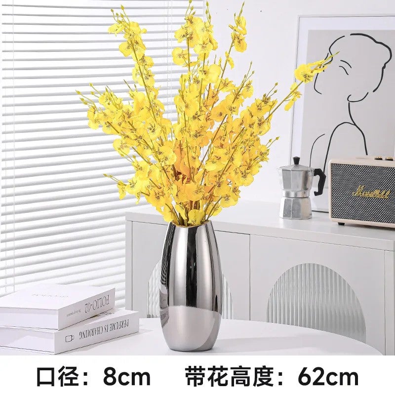 Bluejw Luxury Ceramic Vase with Artificial Flower Arrangement - Modern Tabletop Decor for Living Room, Bedroom, Office - Elegant Home Decoration - Image 1