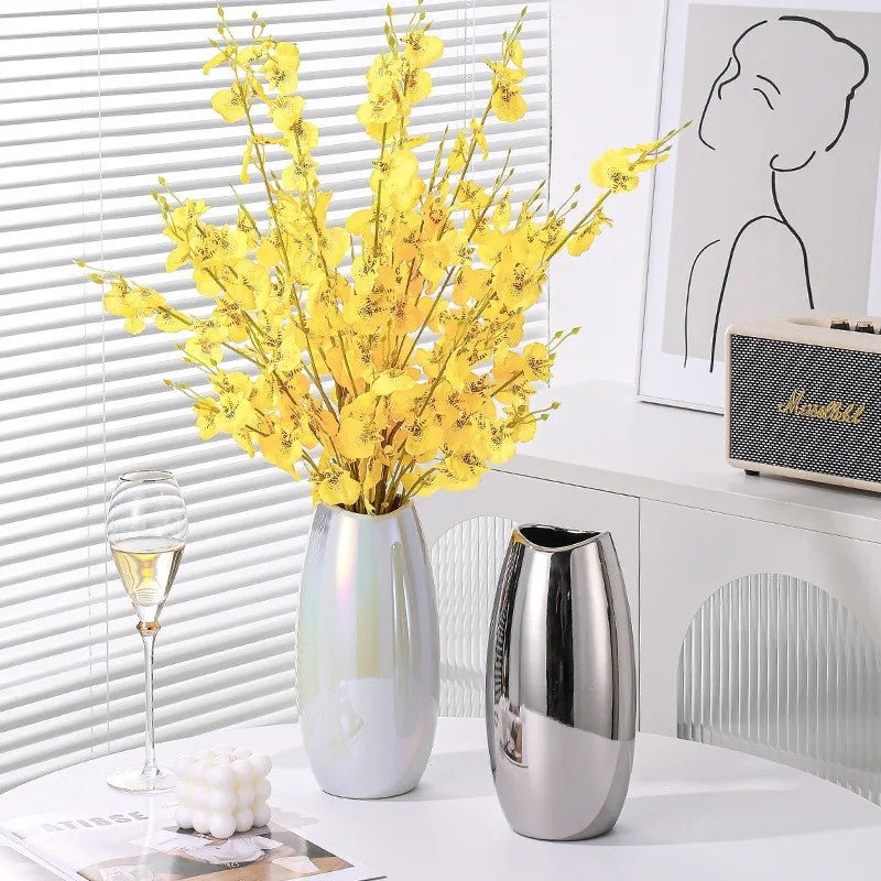 Bluejw Luxury Ceramic Vase with Artificial Flower Arrangement - Modern Tabletop Decor for Living Room, Bedroom, Office - Elegant Home Decoration - Image 4