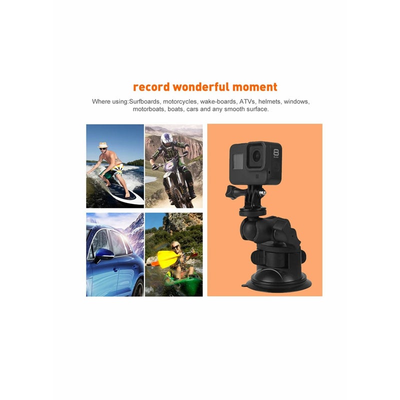 Zikra Camera Car Windshield Suction Cup Mount Compatible with for GoPro Hero 10 9 8 7 6 5 Black 4 Session Insta360 for AKASO Campark DJI OSMO Action YI Action Camera Car Dash Cameras - Image 3