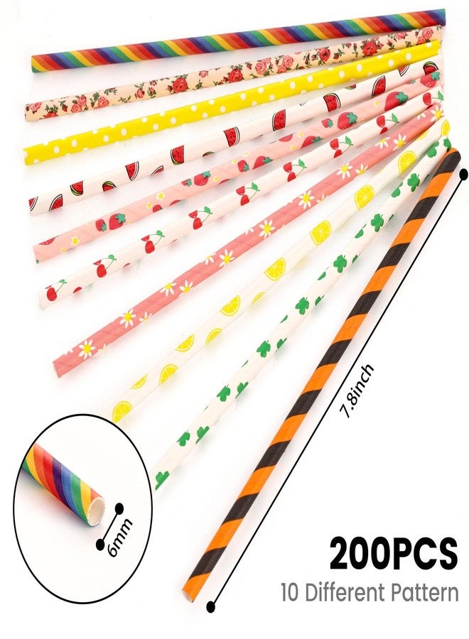 HAKACC Paper Straws for Drinking, 200PCS Party Straws for Birthday Wedding and Holiday DIY Decorations, 10 Styles - Image 4