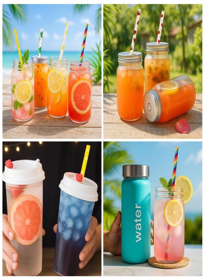 HAKACC Paper Straws for Drinking, 200PCS Party Straws for Birthday Wedding and Holiday DIY Decorations, 10 Styles - Image 3