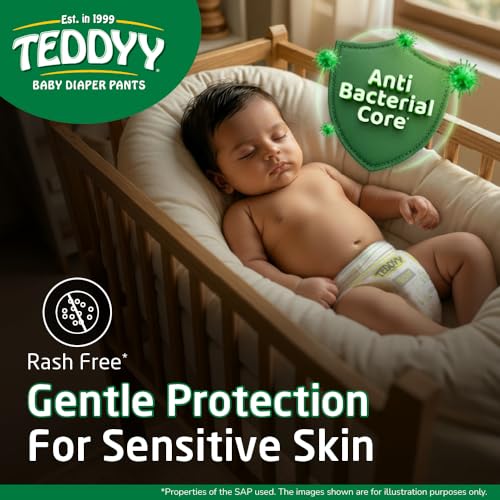 TEDDYY Easy Baby M Size Diaper Pant Style | 50 Count (Medium) | 7–12 kg (Pack of 1) | Long Protection Hours | Anti-Bacterial | Airy Breathable Fit | Rapid Soaker Channels with Wetness Indicator - Image 3
