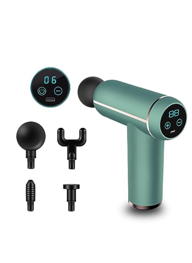 مسدس التدليك GoodTool، جهاز تدليك عضلي محمول باليد، مدلك كهربائي صغير محمول، شاشة LCD، مع 4 رؤوس تدليك قابلة للتبديل، للتدليك على الكتفين والرقبة والظهر للرجال والنساء - Image 1