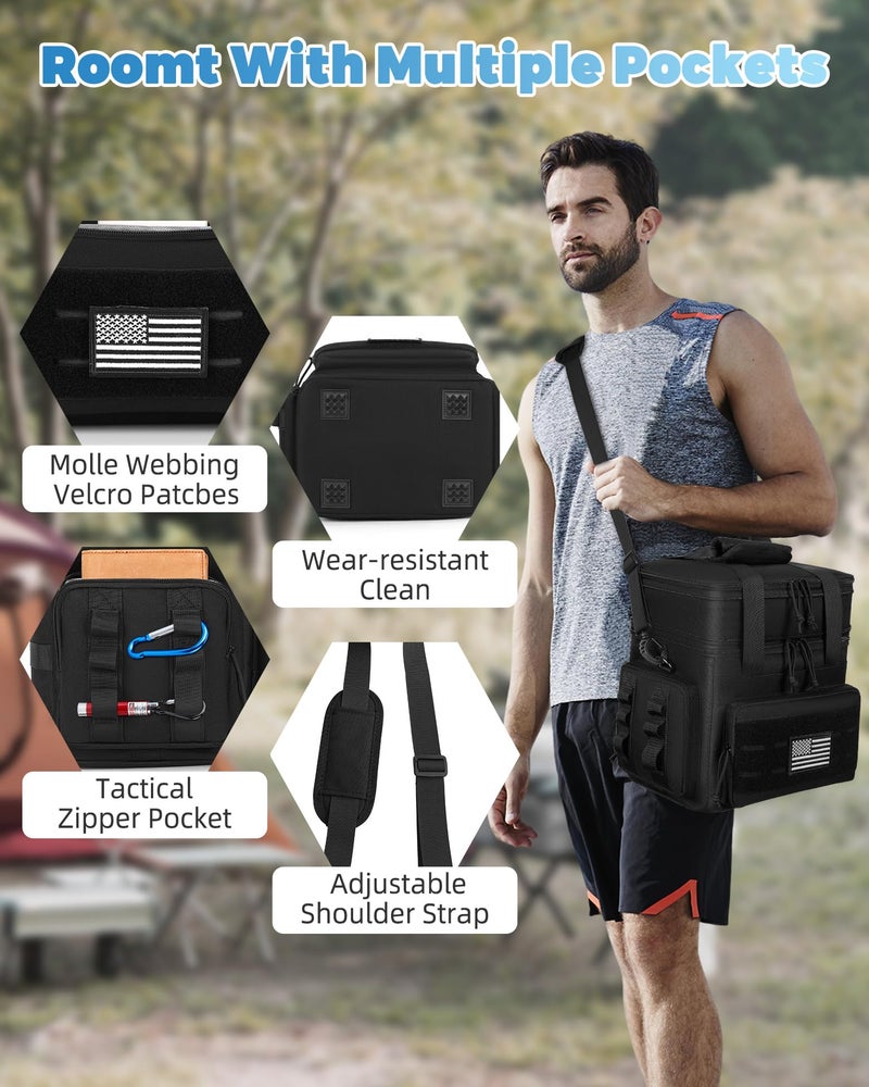 holuxer Tactical Lunch Bag & Lunch Box for Men - Large Double Deck Expandable Insulated Soft Adult Lunchbox for Work - Cooler Bag for Beach, Picnic, Camping,Outdoorï¼ŒTravel (Black,16L) - Image 5