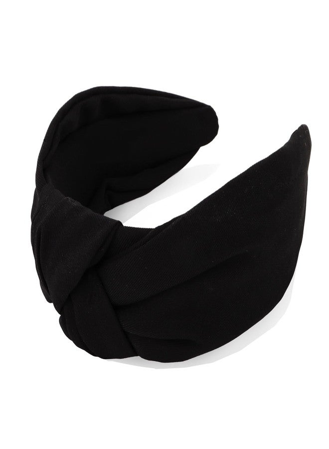 YISSION Wide Black Knot Headband for Women & Girls - Stretchy Fashion Hair Accessory for Taming Flyaways & All-Day Comfort - Image 3