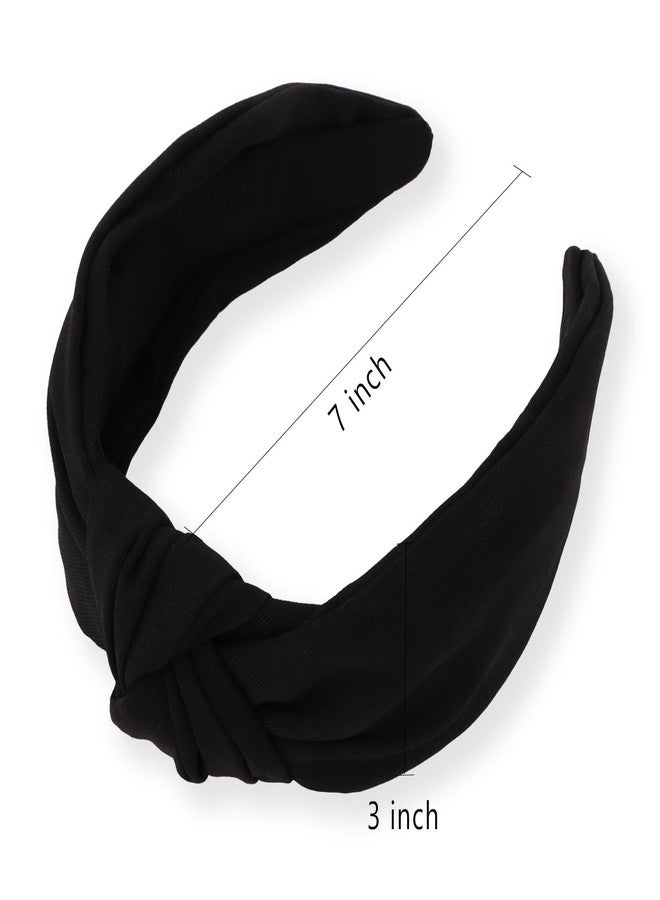 YISSION Wide Black Knot Headband for Women & Girls - Stretchy Fashion Hair Accessory for Taming Flyaways & All-Day Comfort - Image 2