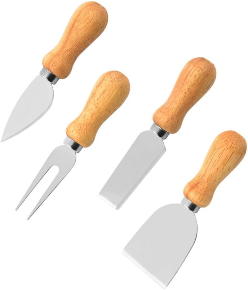 4pcs Stainless Steel Cheese Knife and Fork Set, Multi-function Portable Cheese Cutter and Spatula for Household Baking and Charcuterie Board Use - Image 1