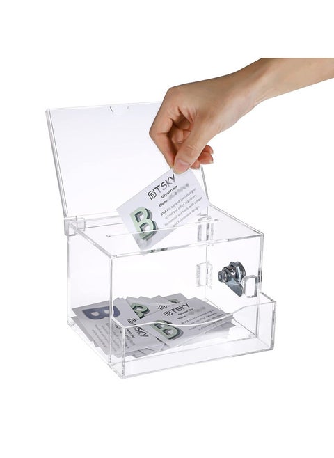 Donation Box with Lock, Ballot Box with Sign Holder, Office Ballot Box with Pocket Collection Box for Voting Locking Mailbox, Suggestion Box with Removable Sign Slot