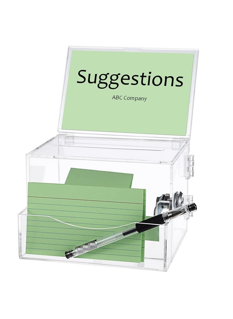 Donation Box with Lock, Ballot Box with Sign Holder, Office Ballot Box with Pocket Collection Box for Voting Locking Mailbox, Suggestion Box with Removable Sign Slot