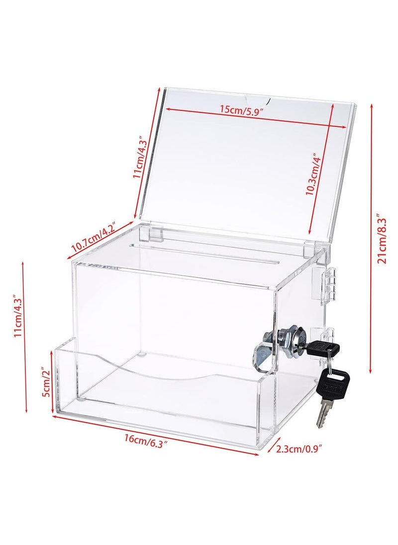 Donation Box with Lock, Ballot Box with Sign Holder, Office Ballot Box with Pocket Collection Box for Voting Locking Mailbox, Suggestion Box with Removable Sign Slot