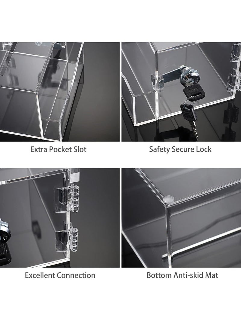 Donation Box with Lock, Ballot Box with Sign Holder, Office Ballot Box with Pocket Collection Box for Voting Locking Mailbox, Suggestion Box with Removable Sign Slot