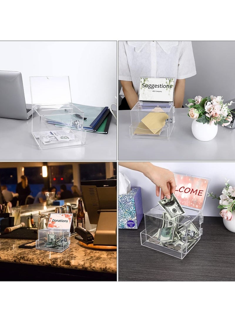 Donation Box with Lock, Ballot Box with Sign Holder, Office Ballot Box with Pocket Collection Box for Voting Locking Mailbox, Suggestion Box with Removable Sign Slot