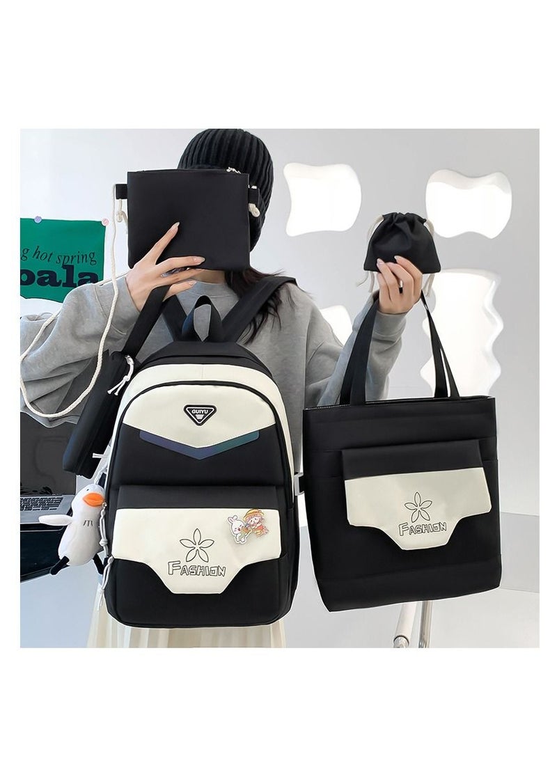GUIYUBAG - 5-Piece Schoolbag Set Black - Image 1