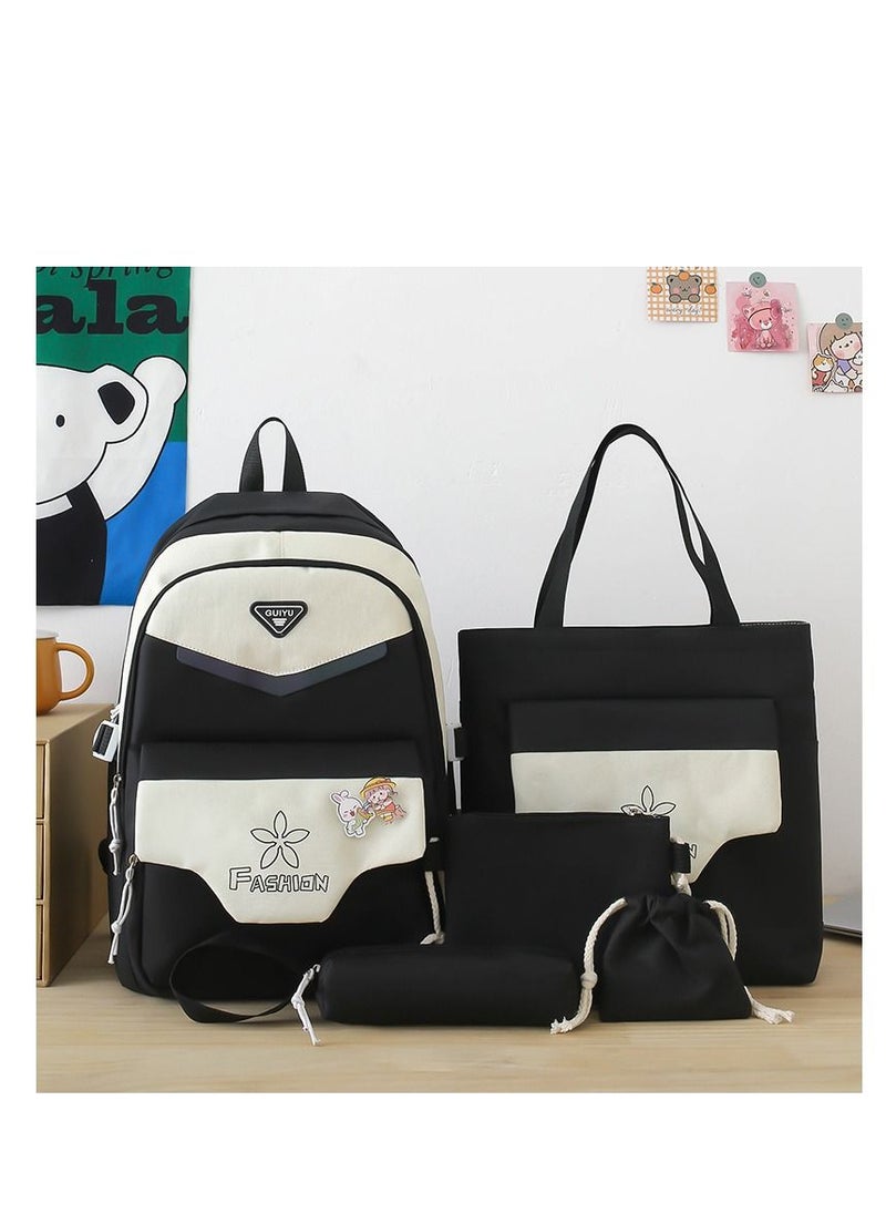 GUIYUBAG - 5-Piece Schoolbag Set Black - Image 1