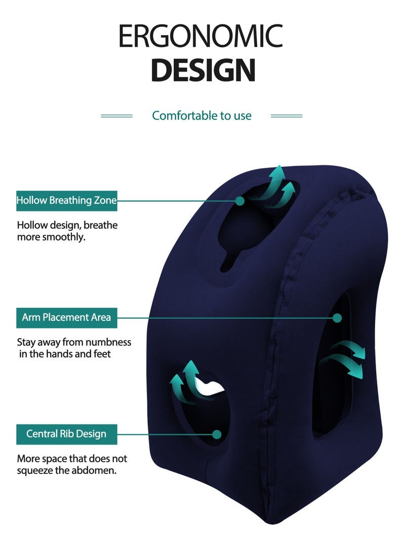 URbazaar Inflatable Travel Air Pillow for Sleeping to Avoid Neck and Shoulder Pain, Comfortably Support Head and Lumbar, Used for Airplane, Car, Bus and Office (Blue) - Image 2