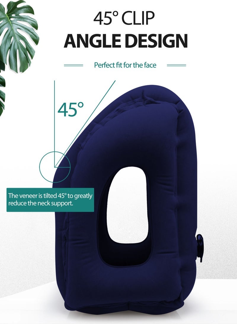 URbazaar Inflatable Travel Air Pillow for Sleeping to Avoid Neck and Shoulder Pain, Comfortably Support Head and Lumbar, Used for Airplane, Car, Bus and Office (Blue) - Image 3