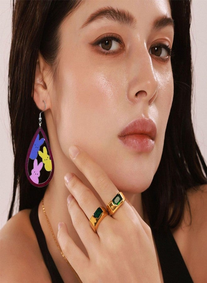 WCRAZYE Colorful Easter Rabbit Wooden Dangle Earrings for Women Handmade Wooden Bunny Earrings Cute Leopard Rabbit Duck Chicken Carrot Egg Easter Earrings Gift, wooden, unknow - Image 3