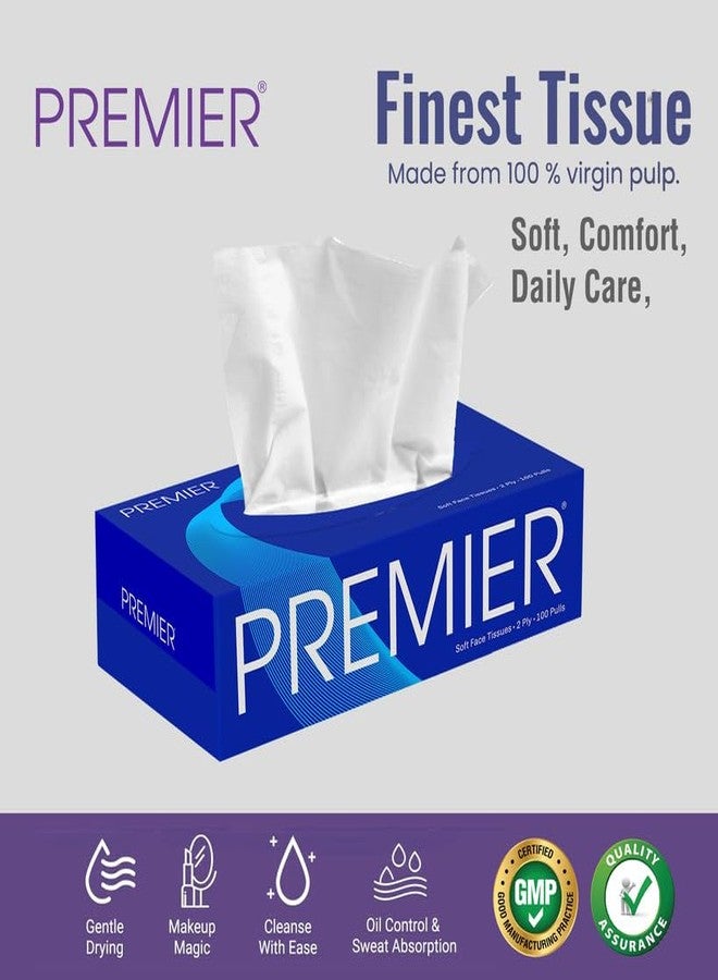 Premier 2-Ply Box Face Tissue Papers – 100 Pulls per Box (Pack of 4, 400 Pulls, 800 Sheets) –Ultra Soft, Gentle & Highly Absorbent Facial Tissues for Home, Office, Car & Travel | Blue - Image 4