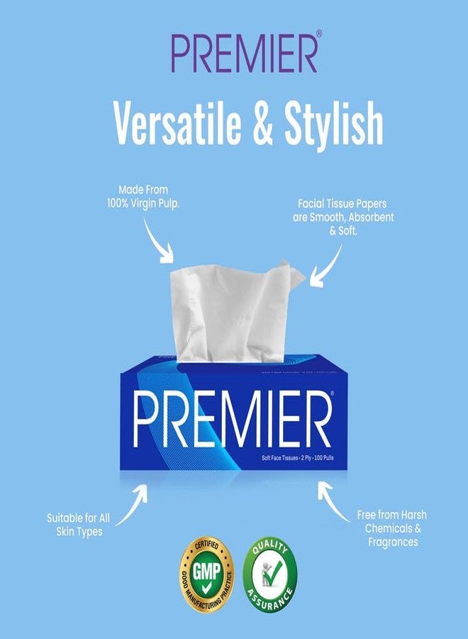 Premier 2-Ply Box Face Tissue Papers – 100 Pulls per Box (Pack of 4, 400 Pulls, 800 Sheets) –Ultra Soft, Gentle & Highly Absorbent Facial Tissues for Home, Office, Car & Travel | Blue - Image 5