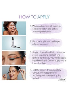 LiLash LiLash Purified Eyelash Physician-Formulated Serum for Fuller & Longer Looking Eyelashes | Natural Eyelash Enhancer Safe for Sensitive Eyes & Contact Lens Wearers | 90-Day Supply (2mL)  - Image 4