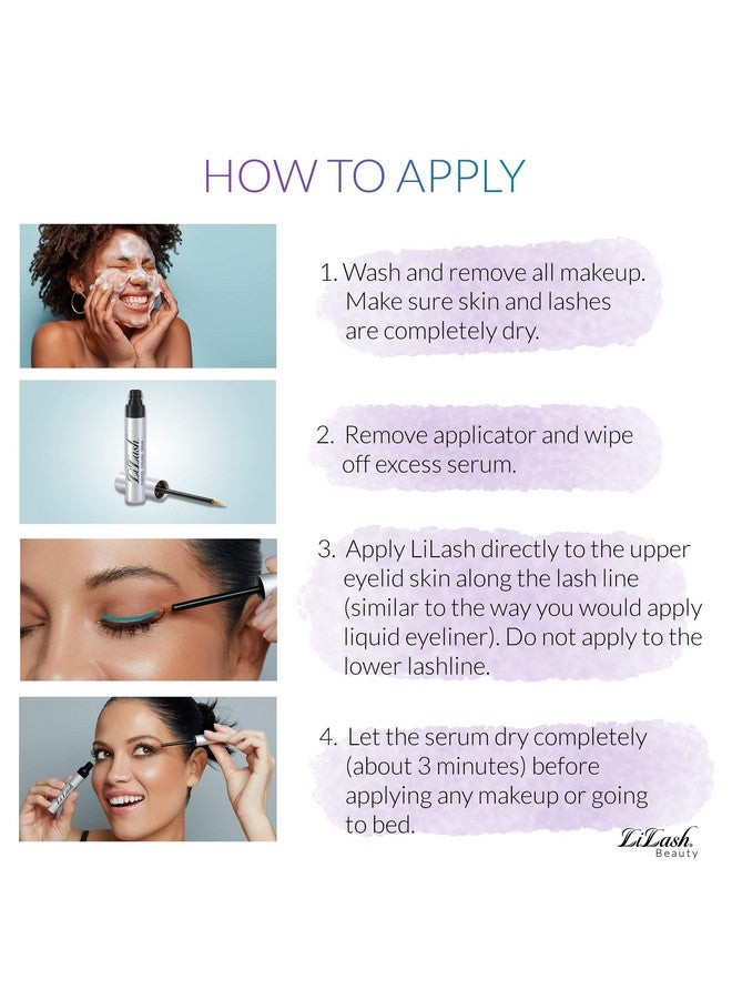 LiLash Purified Eyelash Physician-Formulated Serum for Fuller & Longer Looking Eyelashes | Natural Eyelash Enhancer Safe for Sensitive Eyes & Contact Lens Wearers | 90-Day Supply (2mL) - Image 4