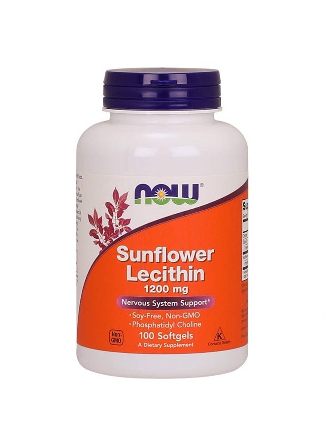 now Supplements, Sunflower Lecithin 1200 mg with Phosphatidyl Choline, 200 Softgels - Image 1