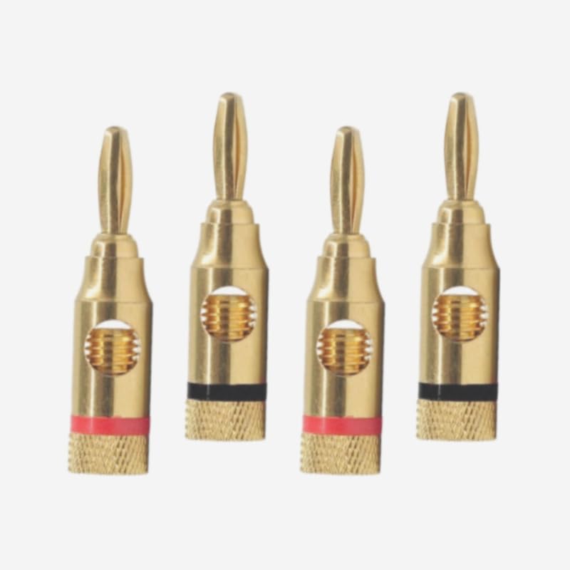CABLESETC 24K Gold Plated Banana Plug | Open Screw Type Lock Ocelot | Used for Speaker Wires, Home Theatre, Audio/Video Receiver, Gaming Systems | 2 Pairs / 4 Pcs (2 Red 2 Black) - Image 1
