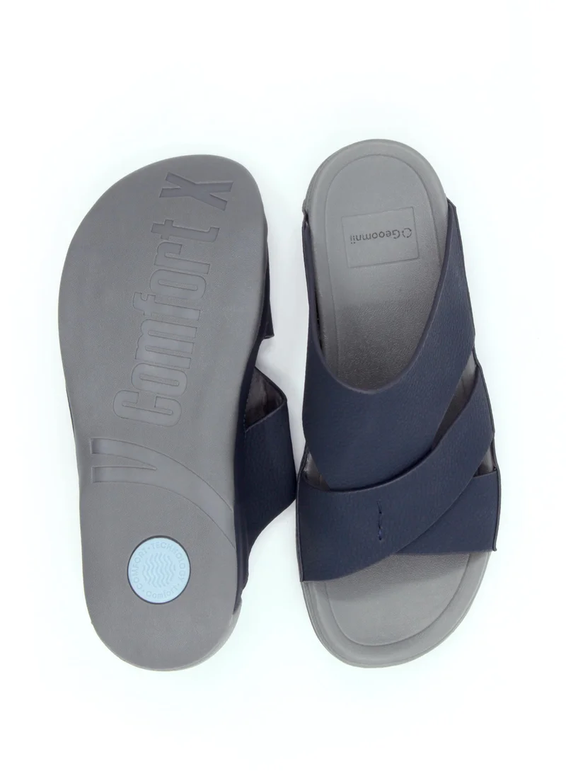 Geoomnii Kalliope1 Traditional Arabic Sandals for Men – Comfortable Leather Slip-On Design – Perfect for Everyday Wear & Occasions -Navy