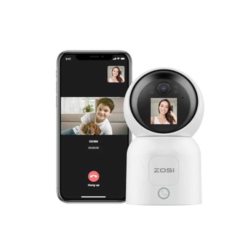 Indoor security camera for baby and pet monitoring, ABS plastic housing, white color, 360 panoramic view with gesture control and two-way video communication - Image 1