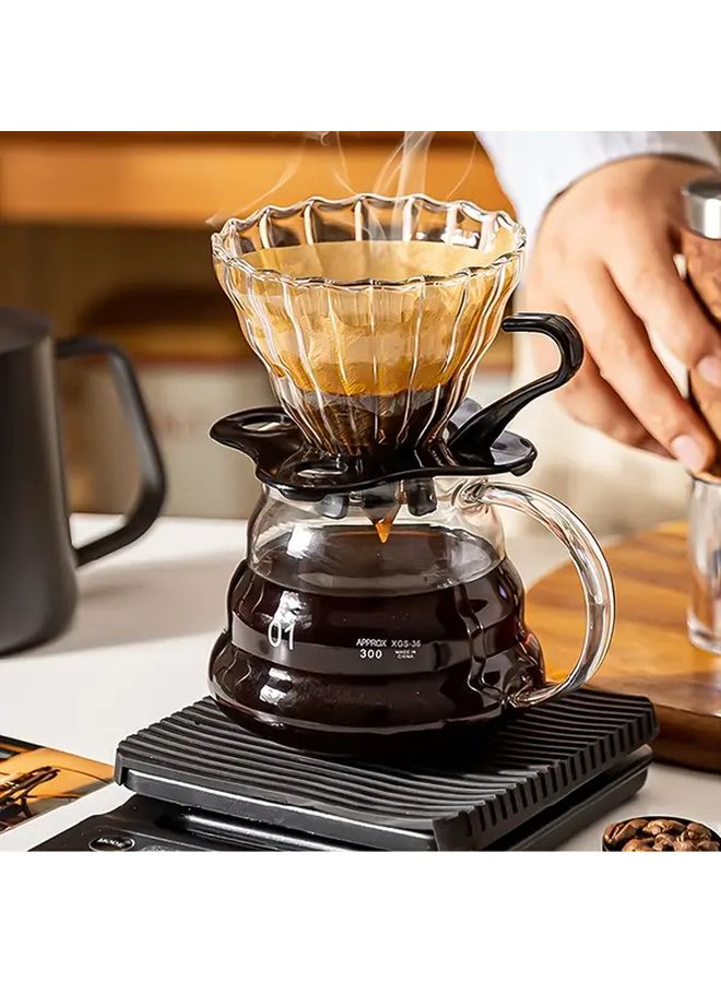 Handcrafted Glass Pour Over Coffee Dripper Set Heat Resistant Server 12 17oz - Image 1