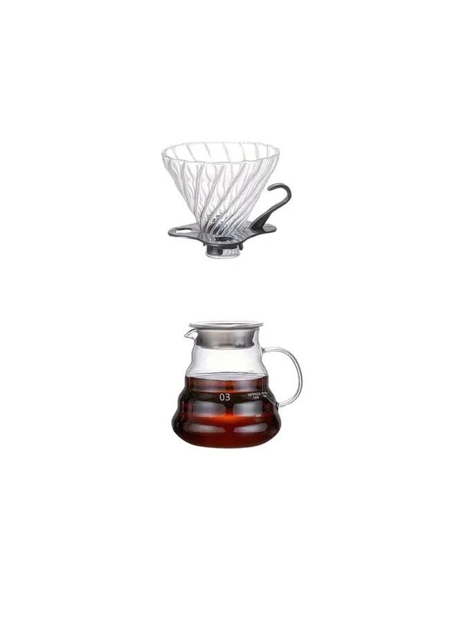 Handcrafted Glass Pour Over Coffee Dripper Set Heat Resistant Server 12 17oz - Image 2