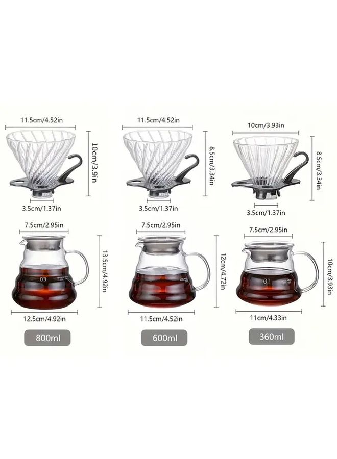 Handcrafted Glass Pour Over Coffee Dripper Set Heat Resistant Server 12 17oz - Image 3