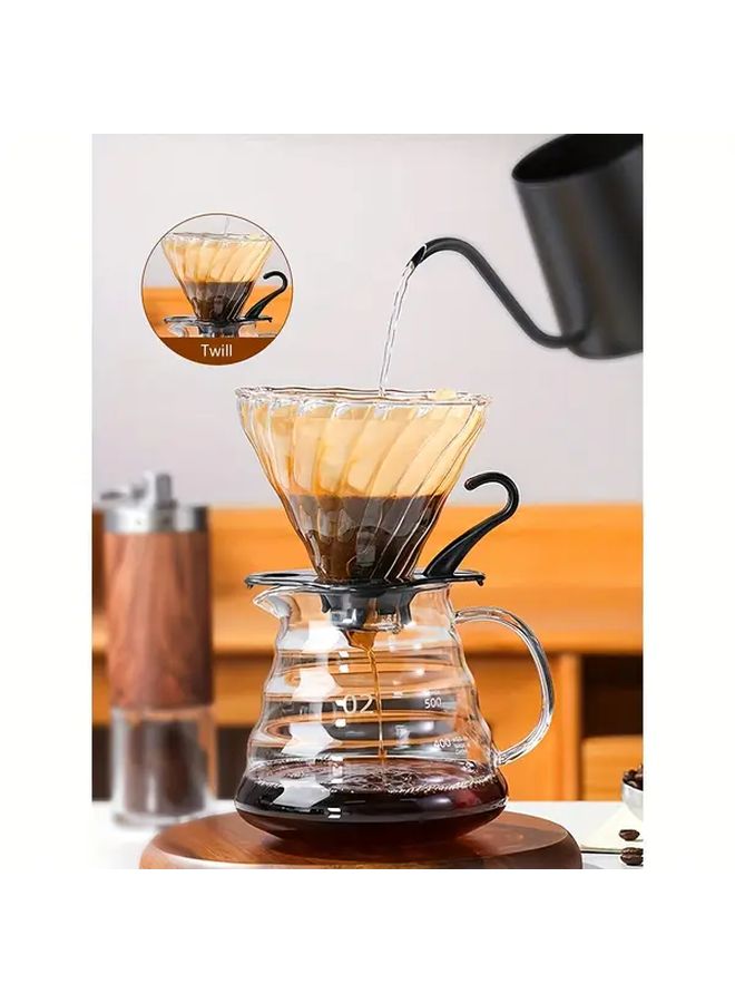 Handcrafted Glass Pour Over Coffee Dripper Set Heat Resistant Server 12 17oz - Image 5