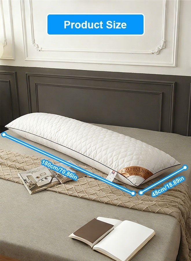 أوبتيا وسادة نوم طويلة صلبة من الألياف الدقيقة، وسائد لكامل الجسم للبالغين مع غطاء وسادة قابل للغسل وقابل للإزالة، وسائد سرير طويلة مبطنة للنوم، وسادة كبيرة للنساء الحوامل ومن ينامون على الجانب (48*180 سم) - Image 2