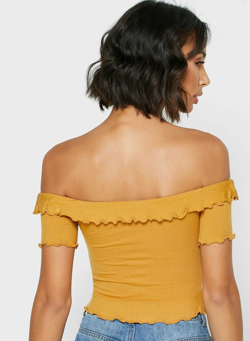 FOREVER 21 Ruched Bardot Top for Women Best Price Qatar