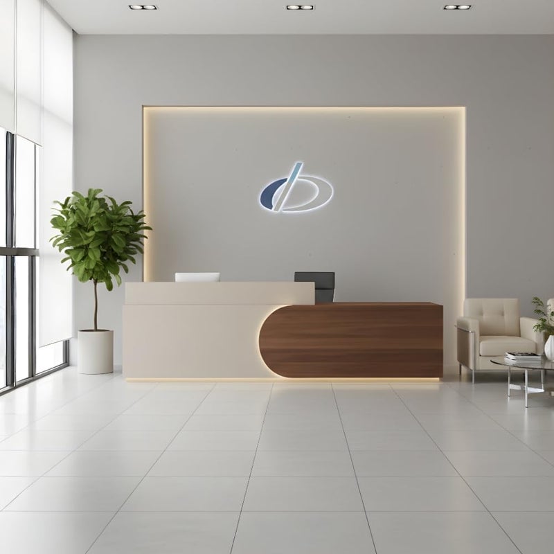 Neo Front DG-R024 2.4m Reception Desk - Premium Wood Front Office Counter with Drawer & Cabinet - Image 3