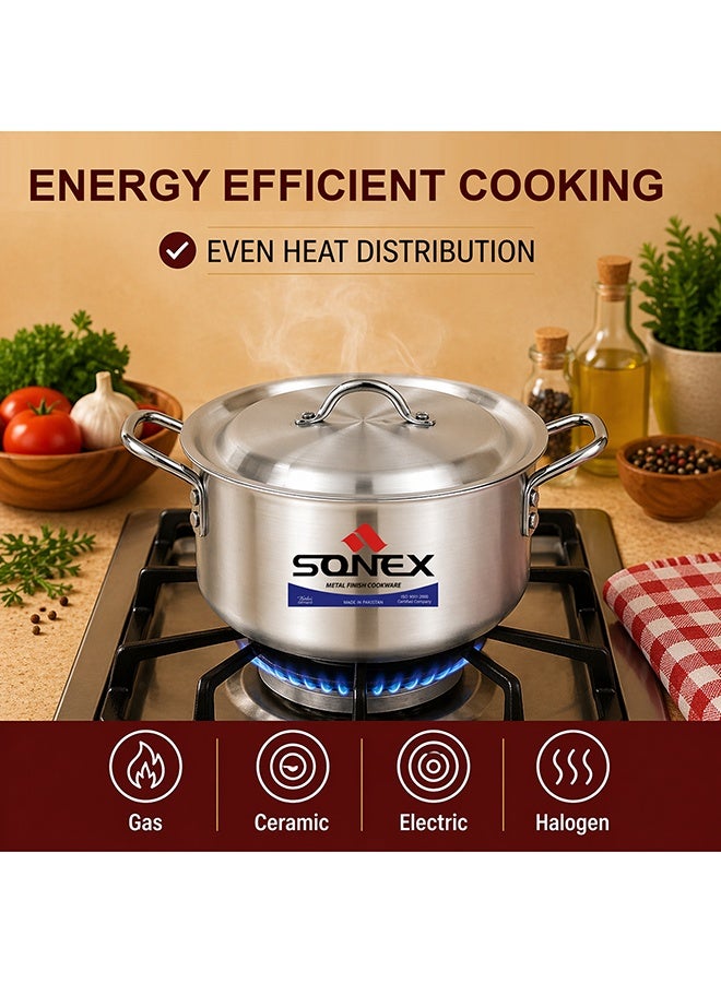 SONEX وعاء الطبخ الكلاسيكي للأطفال من سونيكس رقم 1 - قطر 18.5 سم، سعة 3 لترات، مصنوع من الألمنيوم، مقHandles من الفولاذ المقاوم للصدأ، يتضمن غطاء - Image 5