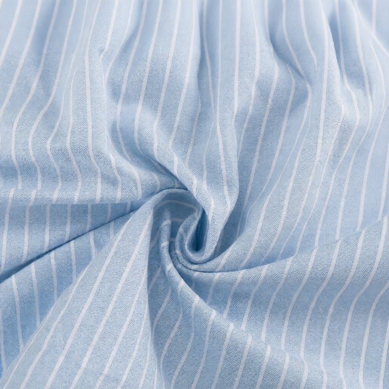 بلوزة طويلة الأكمام مع شورت، طقم نسائي كاجوال من قطعتين بمخطط - Image 5