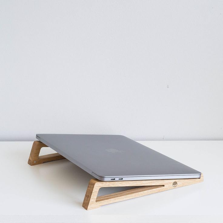 InnoFur Friss Wooden Laptop Stand Ergonomic Foldable Portable Tabletop Laptop/Desktop Riser Stand Holder Compatible for MacBook, HP, Dell, Lenovo & All Other Notebook. - Image 5